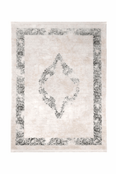 Covor Clasic Dormitor Gri/Crem din Acril Dreptunghiular - Aysil 1716A